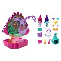 Conjunto de brinquedos compacto Polly Pocket Trolls com 2 microbonecas e acessórios