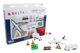 Conjunto de Brinquedos Daron Delta Airlines - 12 Peças com Carros e Aviões de Metal