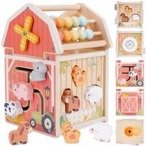 Conjunto de Brinquedos de Animais da Fazenda em Madeira Melofaver Montessori 1-3 Anos Conjunto de Brinquedos de Animais da Fazenda em Madeira Melofaver Montessori 1-3 Anos