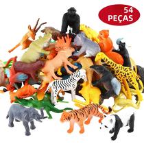 Conjunto De Brinquedos De Animais Da Selva Miniatura 54 Peças Animais Plásticos Realistas Brinquedos