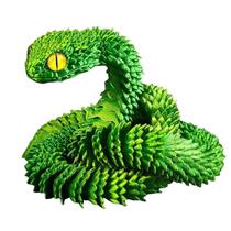 Conjunto de brinquedos de animais impressos em 3D Snake Articulated Flexível Verde