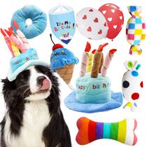 Conjunto de brinquedos de aniversário para cães lilfrd, 9 peças de pelúcia para cães pequenos