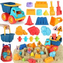 Conjunto de brinquedos de areia Elovien Beach com caminhão basculante, moldes de areia e muito mais Conjunto de brinquedos de areia Elovien Beach com caminhão basculante, moldes de areia e muito mais