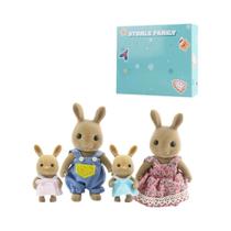 Conjunto De Brinquedos De Casa De Bonecas Da Família Florestal Com Acessórios De Renas, Coelhos E