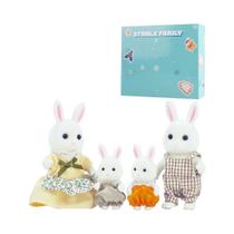 Conjunto De Brinquedos De Casa De Bonecas Da Família Florestal Com Acessórios De Renas, Coelhos E