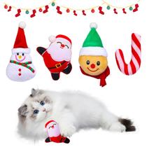 Conjunto de Brinquedos de Catnip de Natal YASUOA - Pacote com 5 Peças (Santa, Boneco de Neve, Rena, Chapéu e Pinguim)