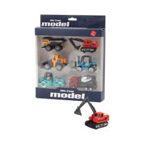 Conjunto De Brinquedos De Construção Em Liga Para Meninos De 3 Anos, 6 Peças, Escavadora, Trator,