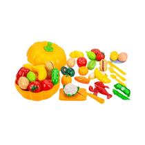 Conjunto De Brinquedos De Cozinha Para Crianças Com Cesta De Armazenamento, Frutas E Legumes Para Conjunto De Brinquedos De Cozinha Para Crianças Com Cesta De Armazenamento, Frutas E Legumes Para