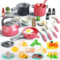 Conjunto de brinquedos de cozinha Play Bruvoalon, 67 unidades com panelas, panelas e alimentos