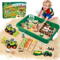 Conjunto de Brinquedos de Fazenda FRUSE Play Sand - 1kg de Areia, Bonecos e Trator