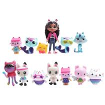 Conjunto De Brinquedos De Figuras De Anime Gabby Dollhouse Com 13 Peças, Carro, Gato, Abraço,