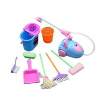 Conjunto De Brinquedos De Limpeza Mini Para Crianças 9PCS Vassoura Mop Balde Móveis De Boneca