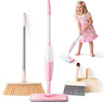 Conjunto de brinquedos de limpeza Yeeammk Mini Spray Mop para crianças rosa de 3 anos ou mais