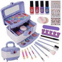 Conjunto de brinquedos de maquiagem Sancodee 48 unidades para meninas de 3 a 12 anos com estojo Conjunto de brinquedos de maquiagem Sancodee 48 unidades para meninas de 3 a 12 anos com estojo