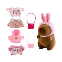 Conjunto De Brinquedos De Pelúcia Capivara Com Roupas E Acessórios Para Meninos E Meninas Vestir-se