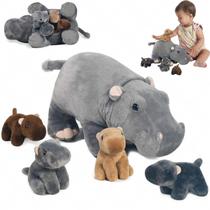 Conjunto de brinquedos de pelúcia Hippo Youthfuljive 40 cm macio 5 em 1
