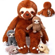 Conjunto de brinquedos de pelúcia Kasyat Sloth, 5 peças de 32 cm, mamãe com 4 bebês, marrom Conjunto de brinquedos de pelúcia Kasyat Sloth, 5 peças de 32 cm, mamãe com 4 bebês, marrom