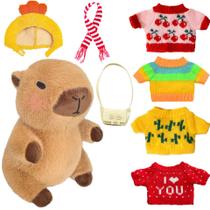 Conjunto de brinquedos de pelúcia Kireidane Capybara com 7 roupas e acessórios