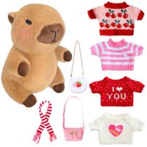 Conjunto de brinquedos de pelúcia Kireidane Capybara com 7 roupas e acessórios