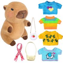 Conjunto de brinquedos de pelúcia Kireidane Capybara com 7 roupas e acessórios