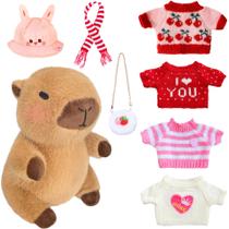 Conjunto de brinquedos de pelúcia Kireidane Capybara com 7 roupas e acessórios