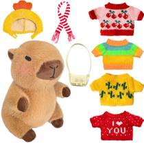 Conjunto de brinquedos de pelúcia Kireidane Capybara com 7 roupas e acessórios Conjunto de brinquedos de pelúcia Kireidane Capybara com 7 roupas e acessórios