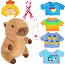 Conjunto de brinquedos de pelúcia Kireidane Capybara com 7 roupas e acessórios