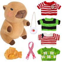 Conjunto de brinquedos de pelúcia Kireidane Capybara com 7 roupas e acessórios Conjunto de brinquedos de pelúcia Kireidane Capybara com 7 roupas e acessórios