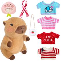 Conjunto de brinquedos de pelúcia Kireidane Capybara com 7 roupas e acessórios Conjunto de brinquedos de pelúcia Kireidane Capybara com 7 roupas e acessórios