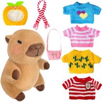 Conjunto de brinquedos de pelúcia Kireidane Capybara com 7 roupas e acessórios