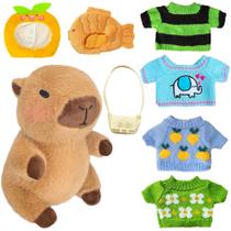 Conjunto de brinquedos de pelúcia Kireidane Capybara com 7 roupas e acessórios Conjunto de brinquedos de pelúcia Kireidane Capybara com 7 roupas e acessórios
