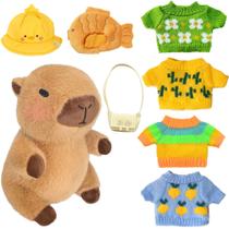 Conjunto de brinquedos de pelúcia Kireidane Capybara com 7 roupas e acessórios