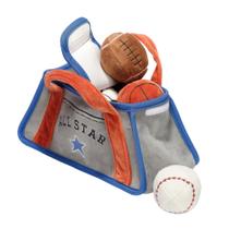 Conjunto de brinquedos de pelúcia Lambs & Ivy Baby Sports com bolsa de ginástica e 4 bolas