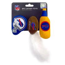 Conjunto de brinquedos de pelúcia para gatos NFL Buffalo Bills com Catnip, 3 peças Conjunto de brinquedos de pelúcia para gatos NFL Buffalo Bills com Catnip, 3 peças