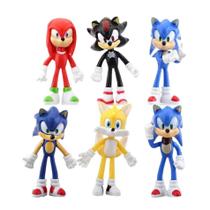 Conjunto De Brinquedos De Personagem Sonic Fofo De 10cm, 6 Peças De Pvc, Ouriço, Sombra, Figuras De