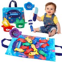 Conjunto de brinquedos de pesca em tecido Montessori para bebês de 6 a 12 meses