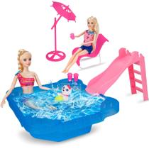 Conjunto de brinquedos de piscina BETTINA Glam Pool com escorregador para bonecas de 30 cm com acc