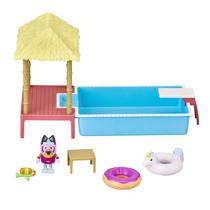 Conjunto de brinquedos de piscina Bluey com boneco articulado de 2,5 a 3 polegadas e acessórios