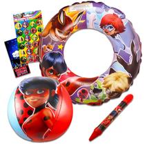 Conjunto de brinquedos de piscina Miraculous Ladybug, pacote de praia de 5 peças Conjunto de brinquedos de piscina Miraculous Ladybug, pacote de praia de 5 peças