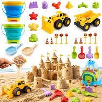 Conjunto de Brinquedos de Praia Fiderix 30 Peças com Baldes, Caminhões e Moldes