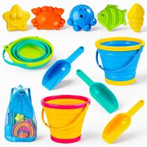 Conjunto de Brinquedos de Praia MGparty com 3 Baldes Dobráveis, Pá e Moldes Conjunto de Brinquedos de Praia MGparty com 3 Baldes Dobráveis, Pá e Moldes