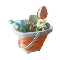 Conjunto de Brinquedos de Praia para Crianças com Balde Dobrável, Pá e Ancinho Conjunto de Brinquedos de Praia para Crianças com Balde Dobrável, Pá e Ancinho