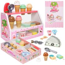 Conjunto de brinquedos de sorvete de madeira Pretend Play ZJEFUNS