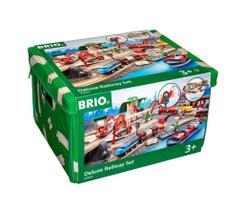Conjunto de brinquedos de trem de madeira BRIO World 33052 Deluxe Railway Set Conjunto de brinquedos de trem de madeira BRIO World 33052 Deluxe Railway Set
