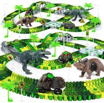 Conjunto de brinquedos Desuccus Dinosaur World Road Race Tracks com 2 carros Conjunto de brinquedos Desuccus Dinosaur World Road Race Tracks com 2 carros