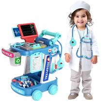 Conjunto de brinquedos Doctor Kit Jovow Pretend com carrinho e estetoscópio para crianças de 3 a 8 anos