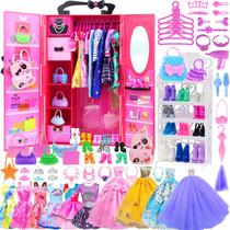 Conjunto de brinquedos Doll Closet K.T. Fancy 108 unidades para bonecas de 11,5 polegadas