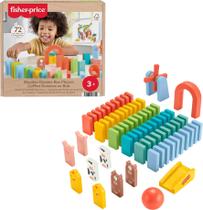 Conjunto de brinquedos Domino Run Fisher-Price Wood 72 peças para crianças a partir de 3 anos Conjunto de brinquedos Domino Run Fisher-Price Wood 72 peças para crianças a partir de 3 anos