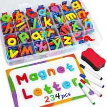 Conjunto de brinquedos educativos Coogam Magnetic Letters 234 unidades com placa