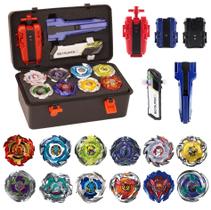 Conjunto de Brinquedos Giroscópio Owenkelng com 12 Pião e 2 Lançadores Caixa Portátil